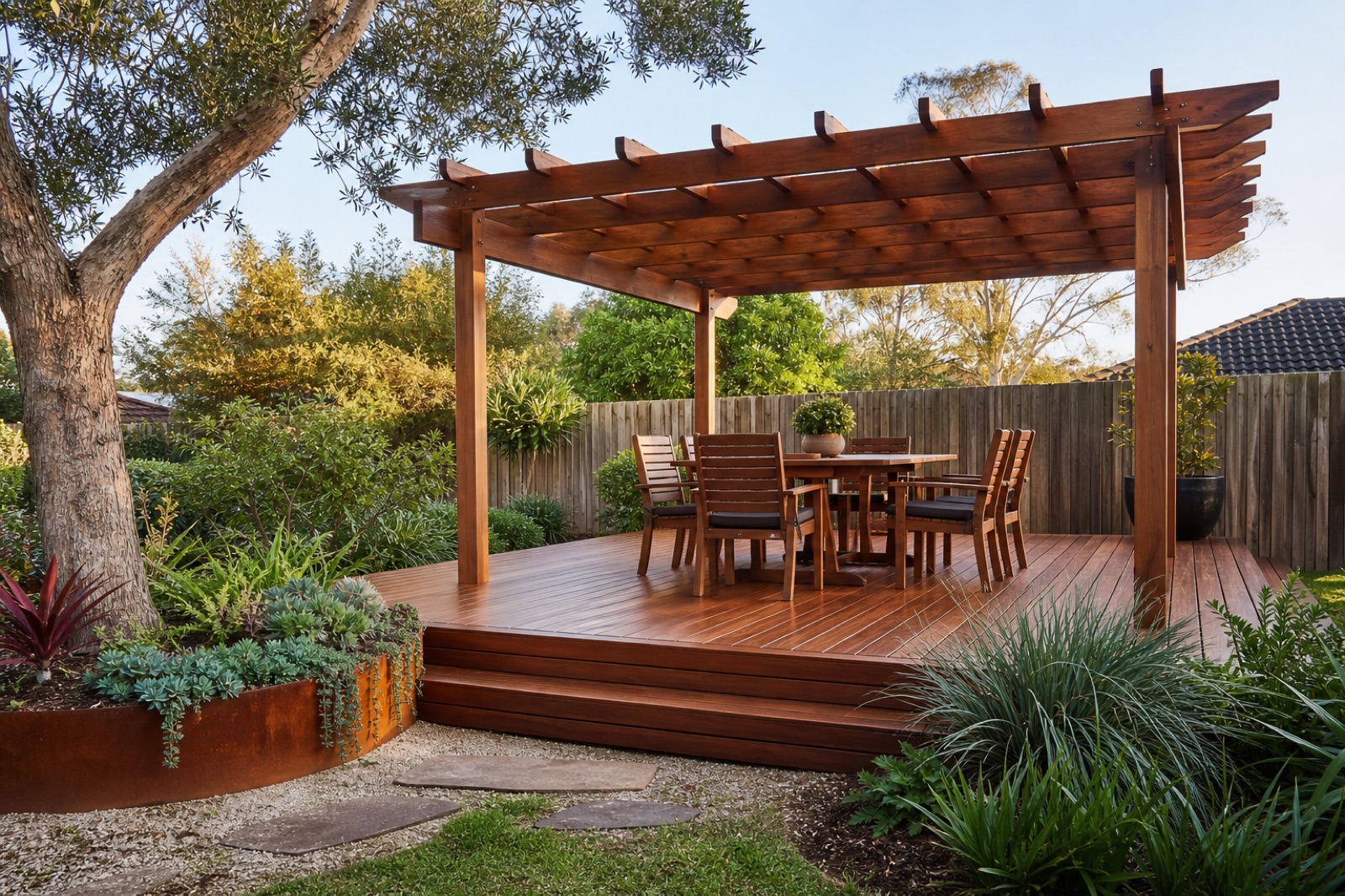 Timber deck and garden bed build in Hampton